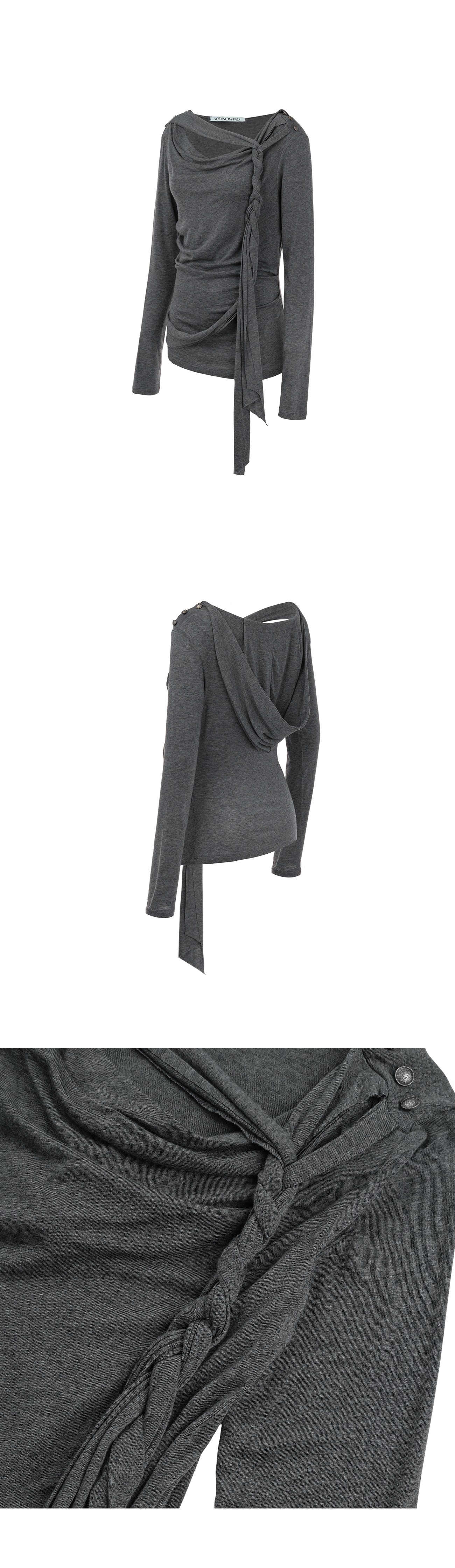 Drape Braided Hoodie (GREY)