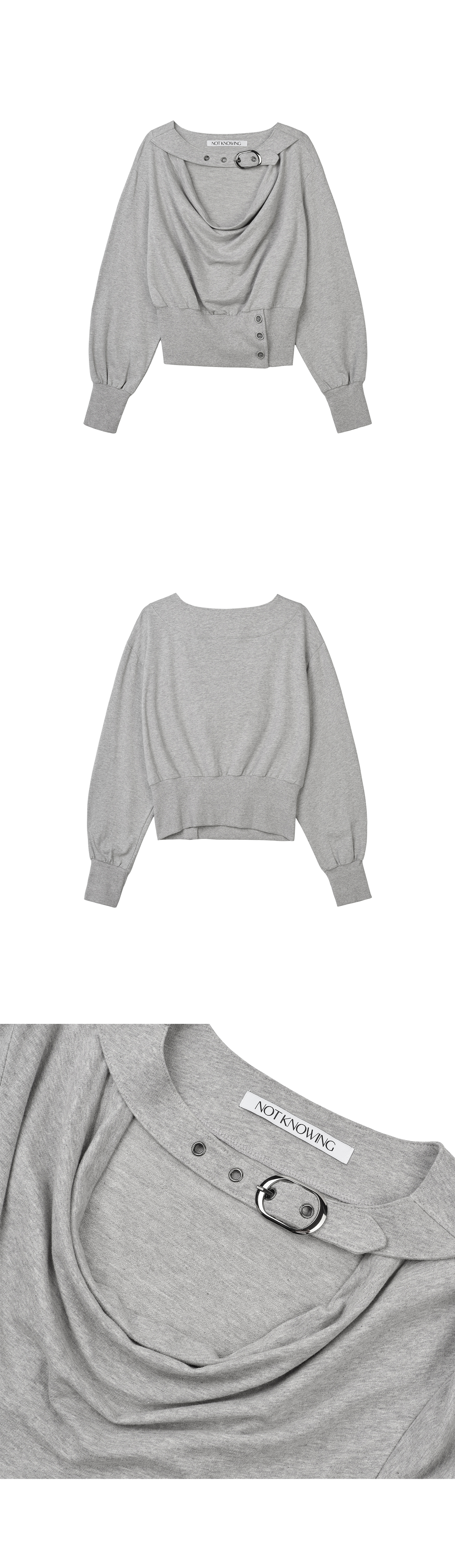 Belted Cowl Sweatshirt (MELANGE GREY)