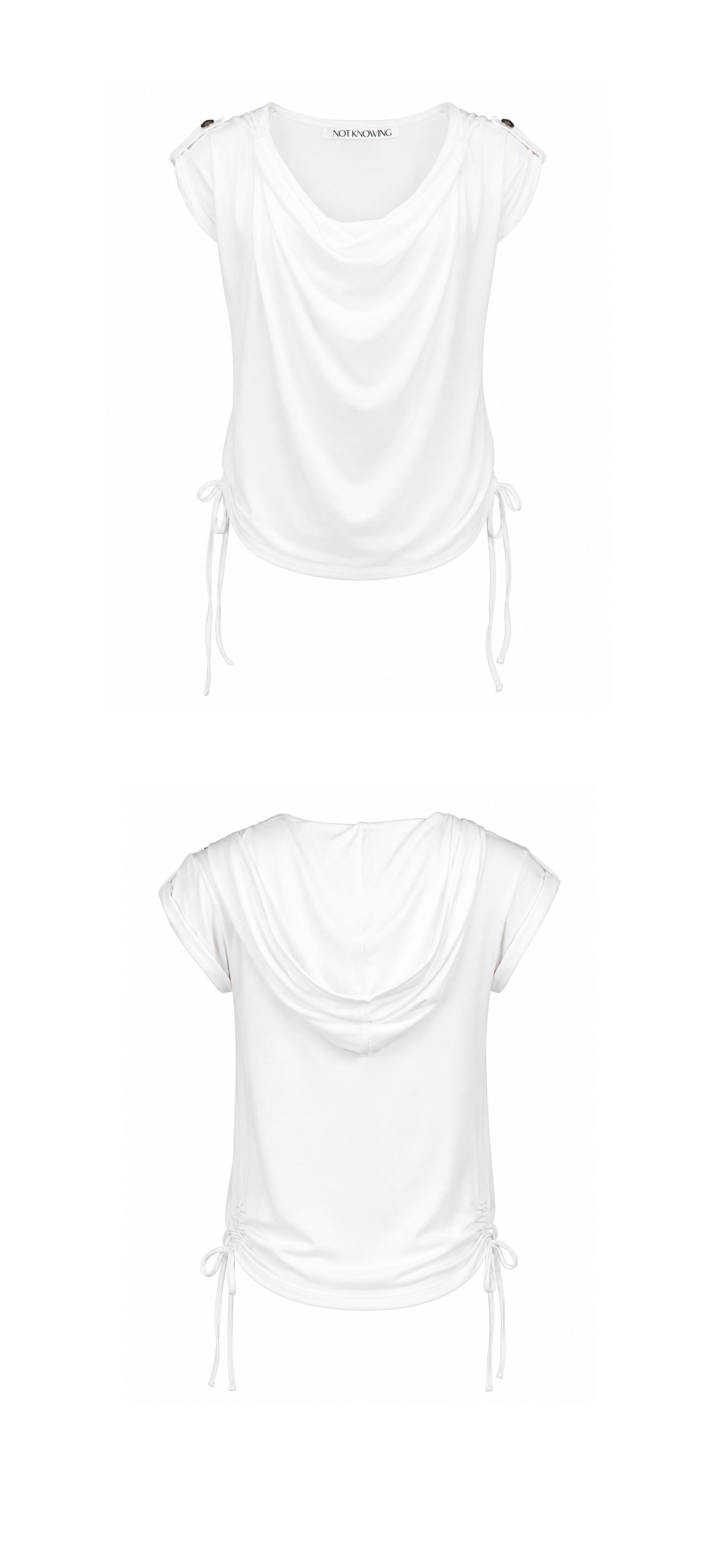 Mili Drape Half Hoodie (WHITE)