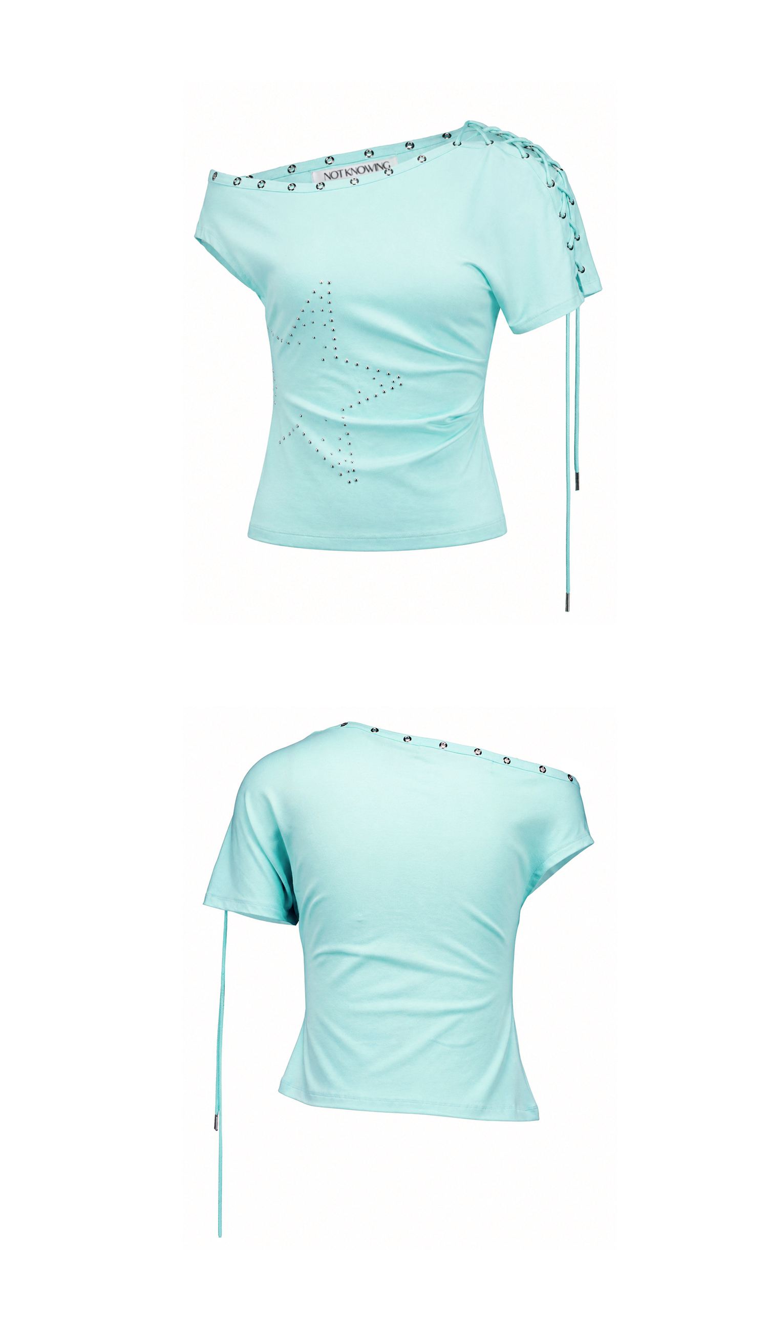 One Shoulder Lace Up Top (MINT)