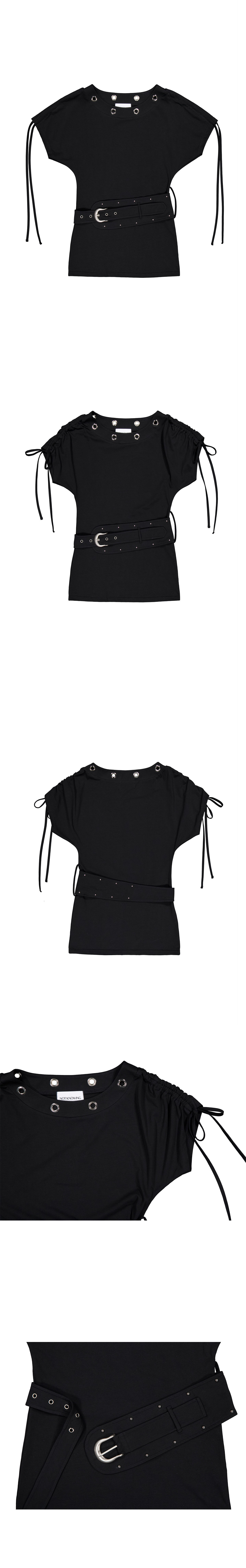 Eyelet Belted Dress (BLACK)