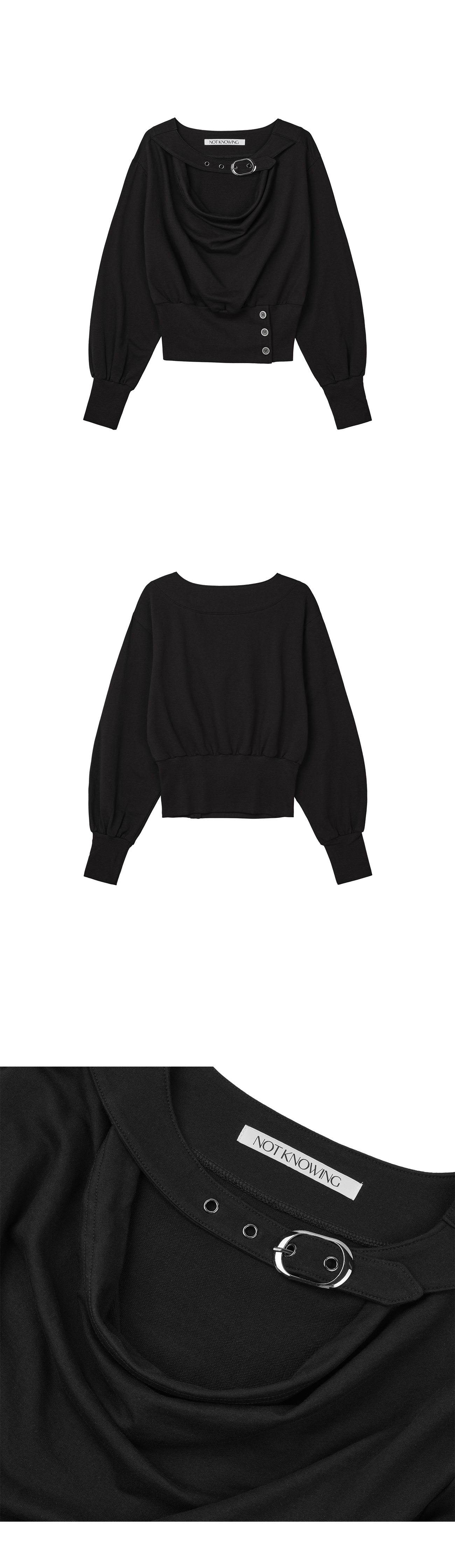 Belted Cowl Sweatshirt (BLACK)
