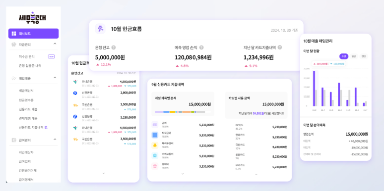 AI경리 세무특공대 자금흐름 관리 통합 대시보드
