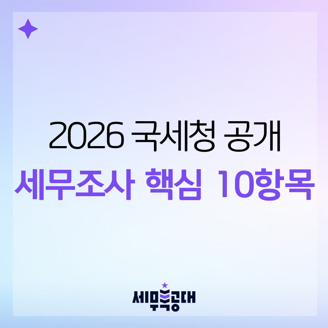 2026년 국세청에서 공개한 세무조사 핵심 10가지 항목