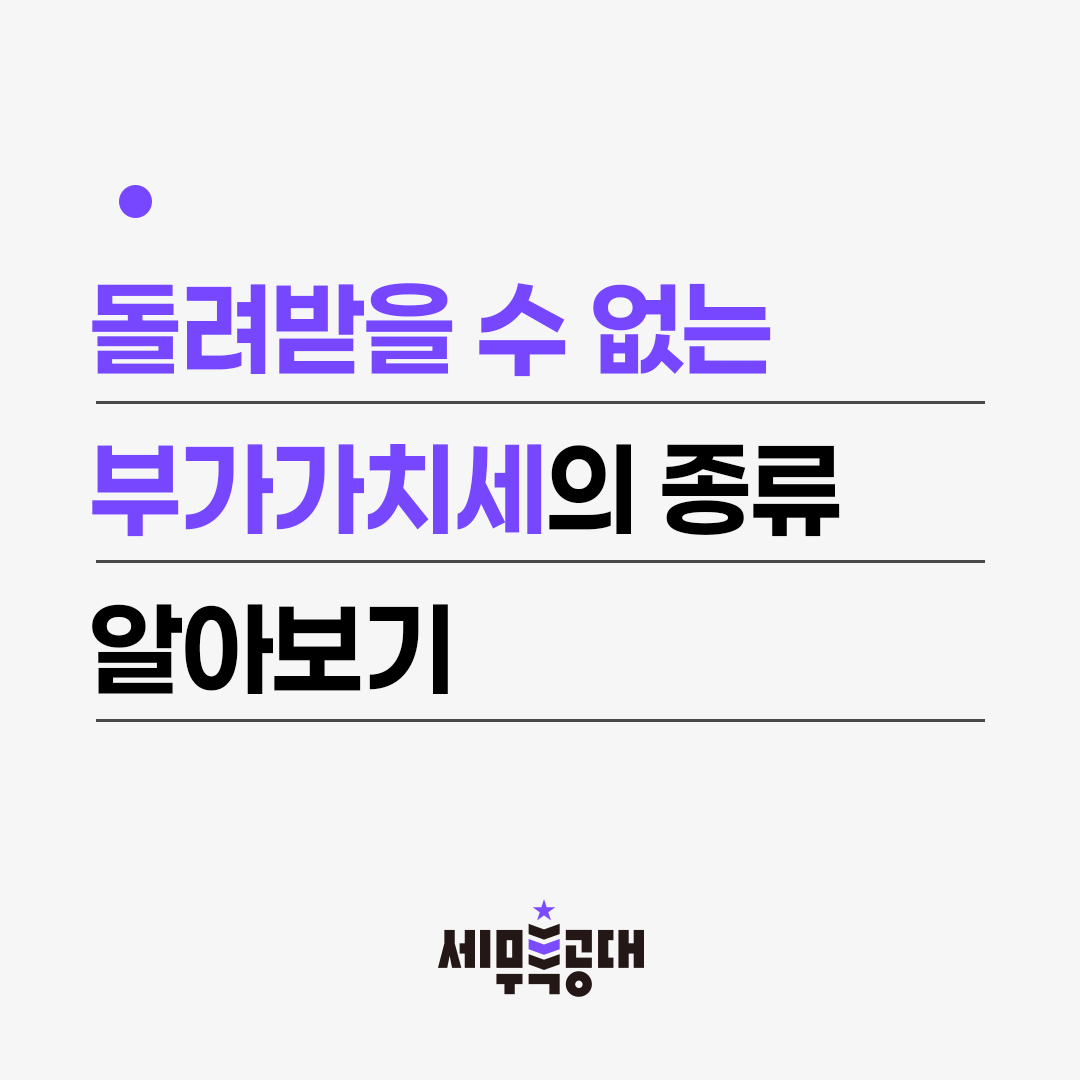 돌려받을 수 없는 부가가치세 종류