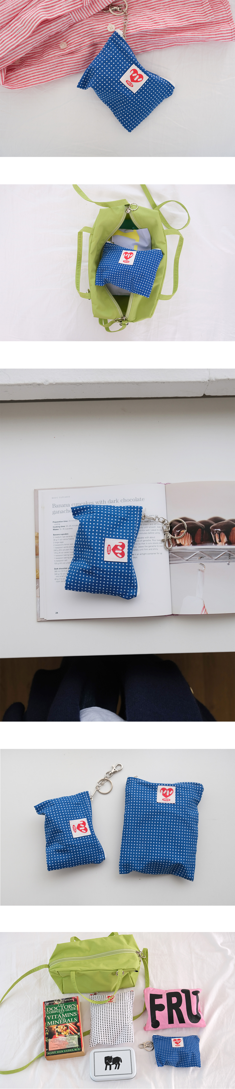 Pattern Keyring Pouch - Mini Blue Dot