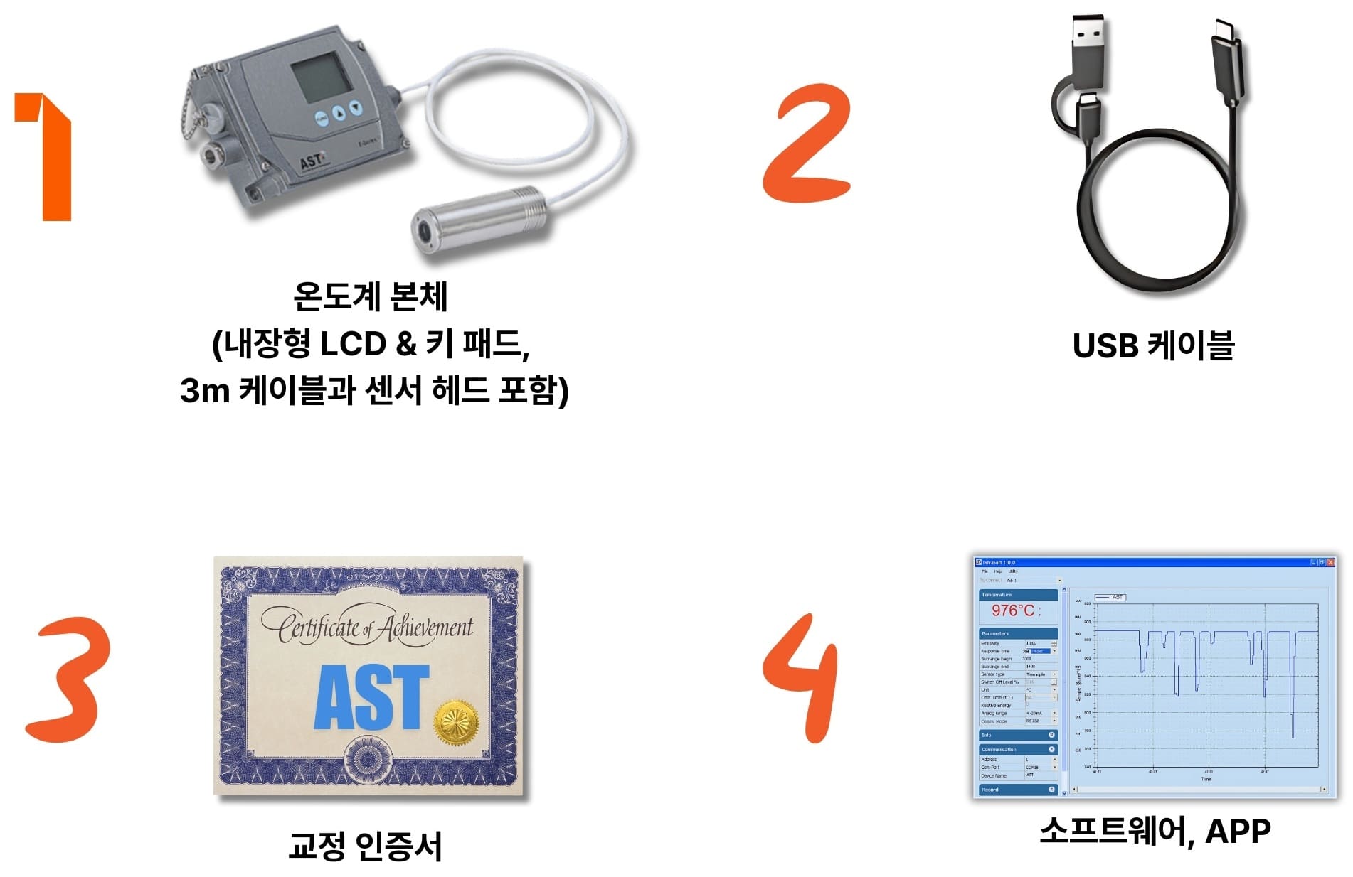 AST 적외선 온도계 E250PL | E450PL | EL50-H | 기본 제공 제품