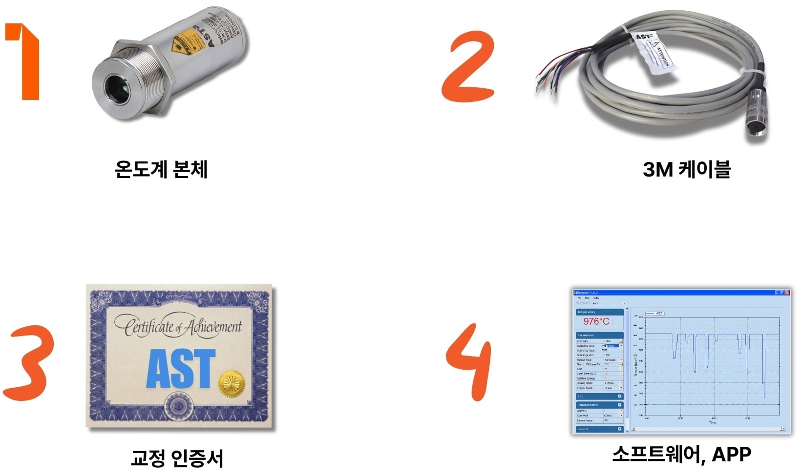 AST 적외선 온도계 T3 250 | T3 450 |기본 제공 제품