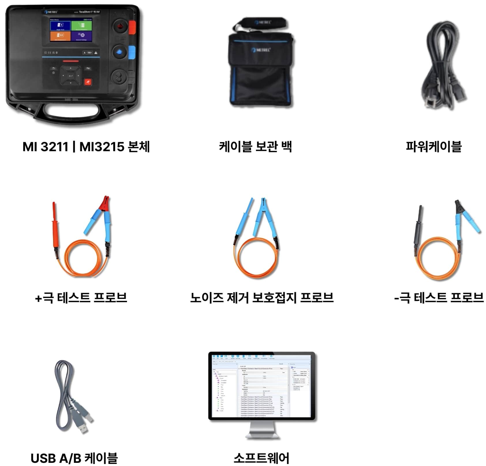 Metrel MI 3211 및 MI 3215 절연 저항 측정기 | 기본 제공 제품 