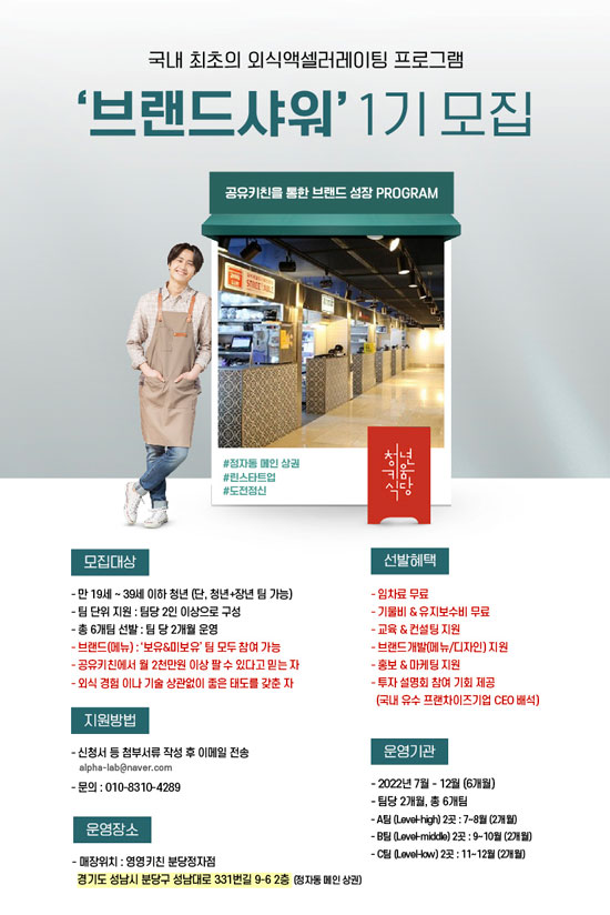 외식업에 진심인 청년들이 공유주방에서 무료로 창업할 수 있는 기회를 제공하는 `공짜 창업` 오디션이 열린다. (영영키친 제공)