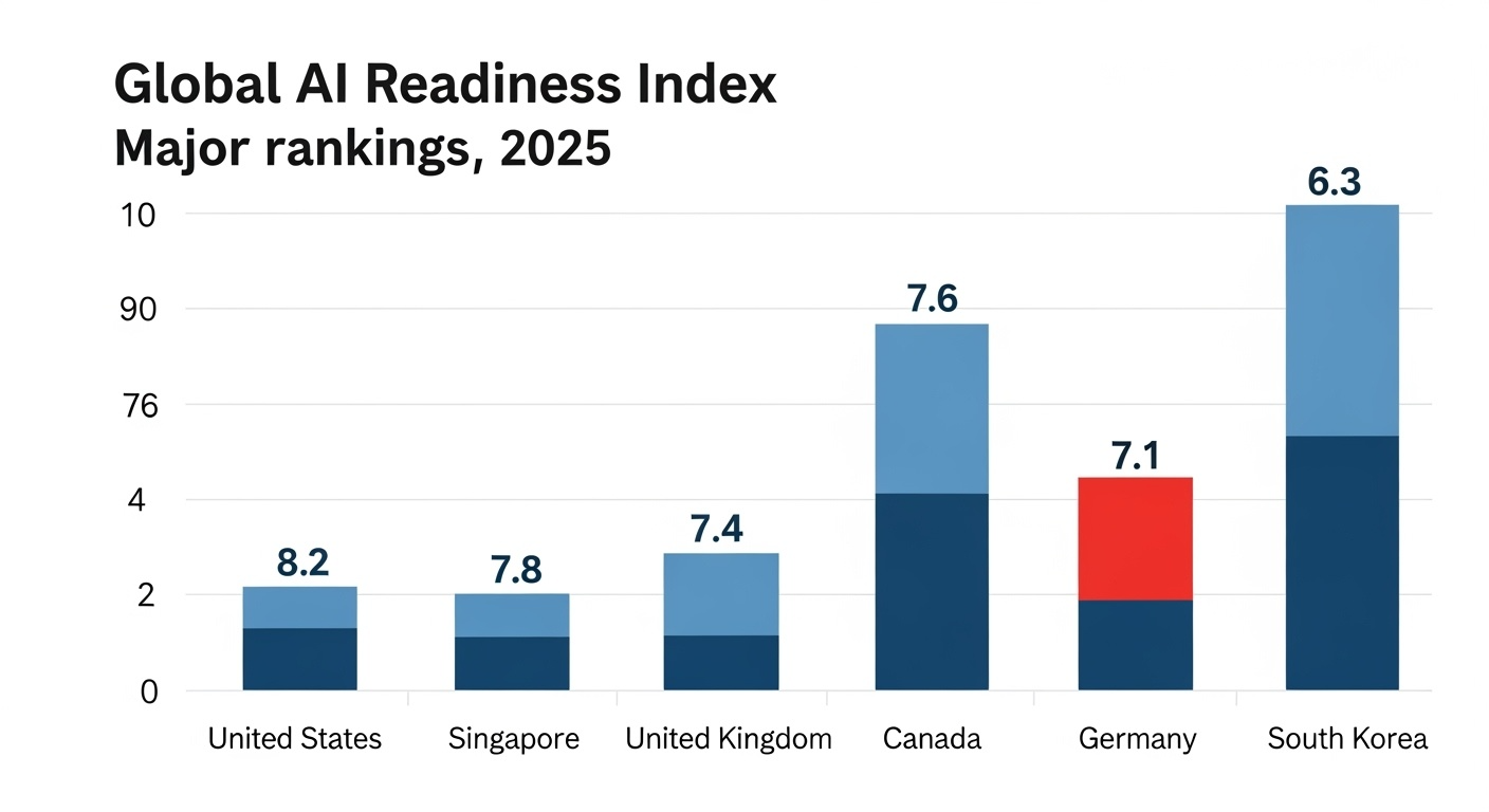 주요 국가별 글로벌 AI 준비 지수 종합 순위 (2025)