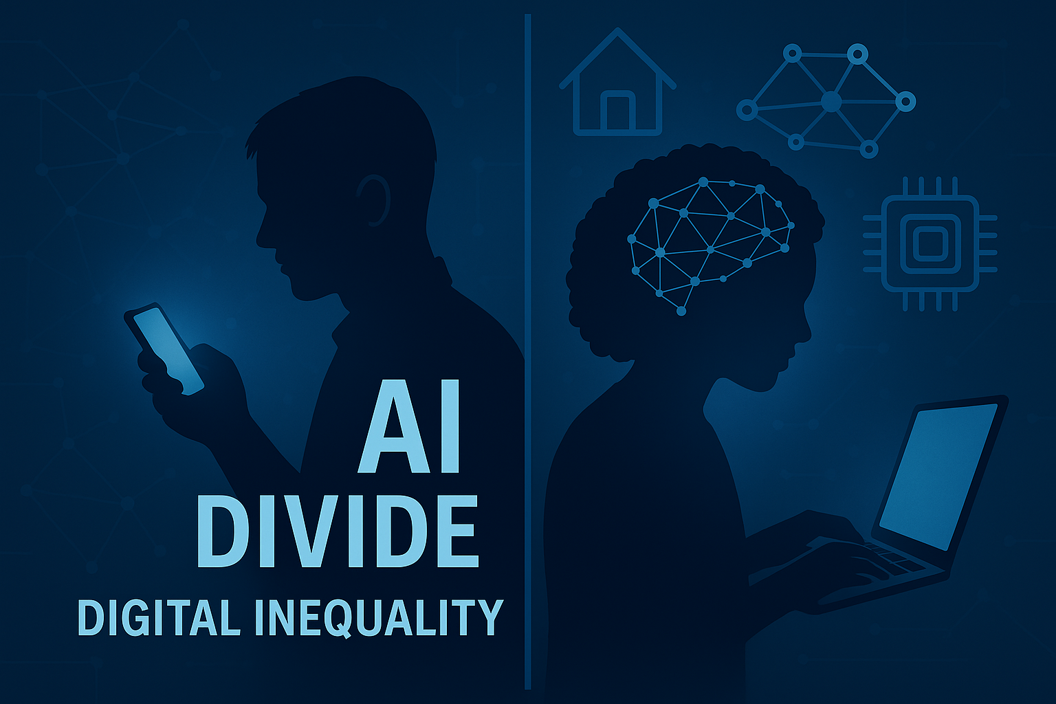 AI 디바이드 현상을 보여주는 디지털 불평등 개념 이미지