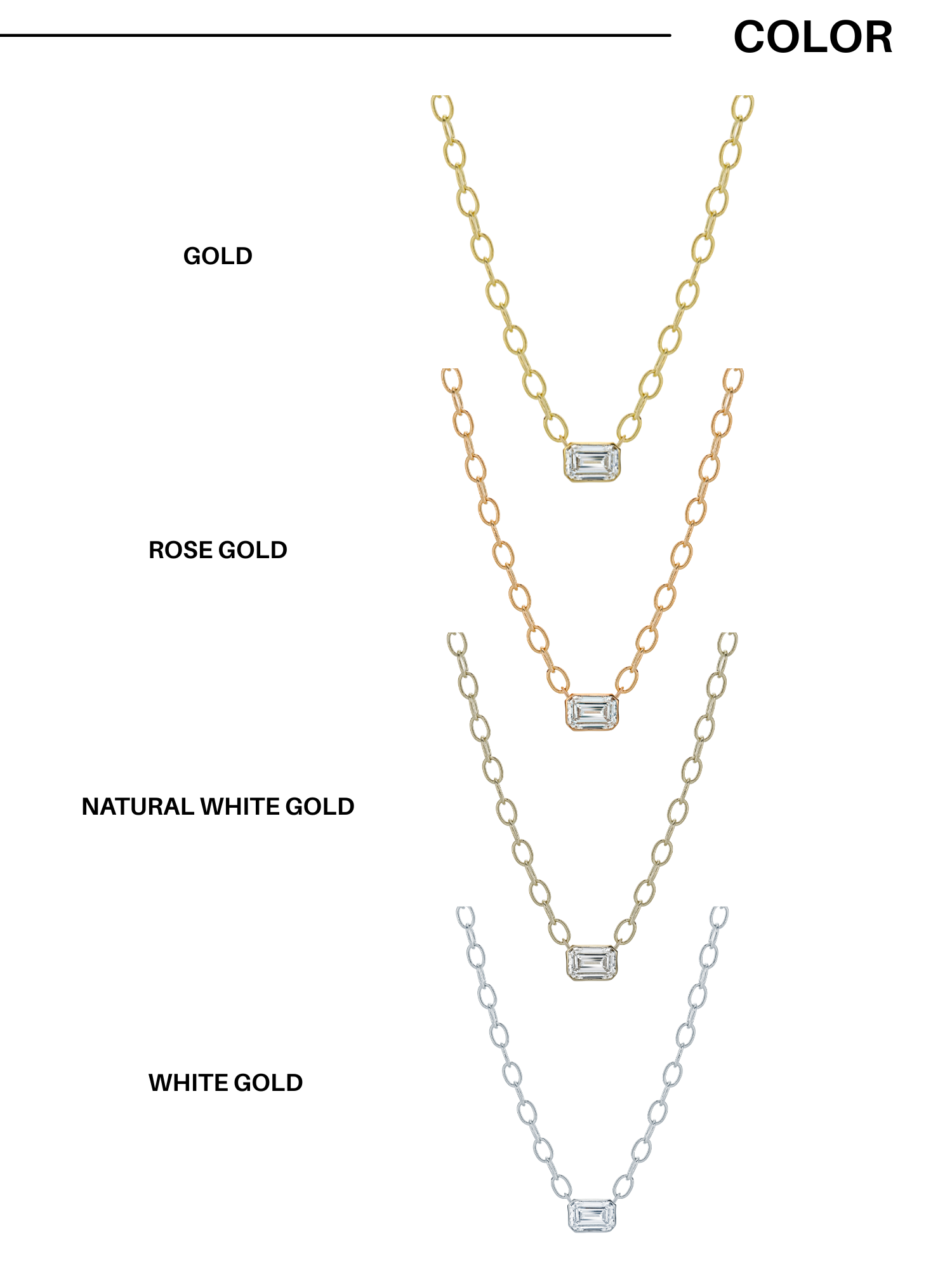 Bezel Link Necklace (3types)-1캐럿