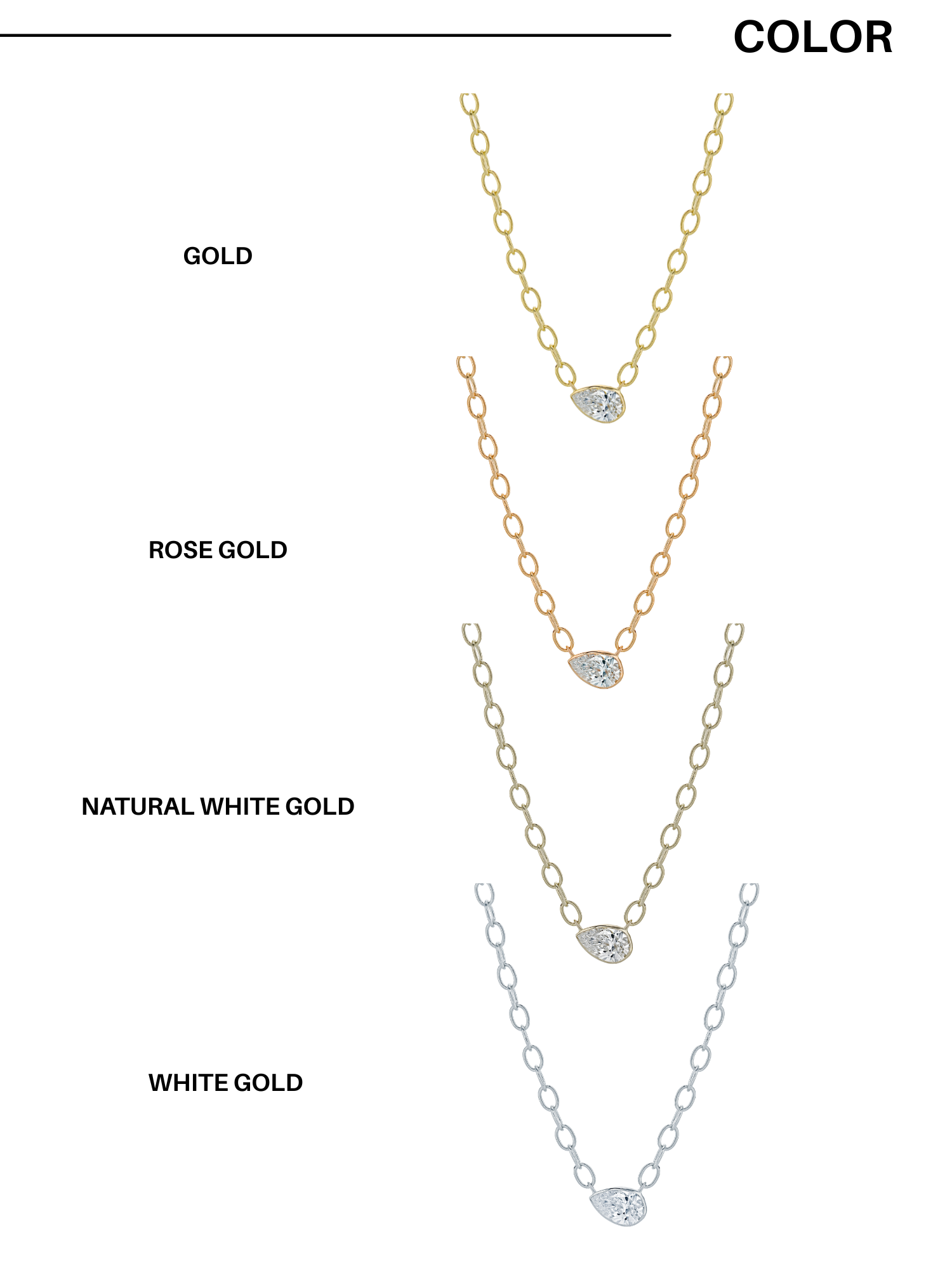Bezel Link Necklace (3types)-1캐럿