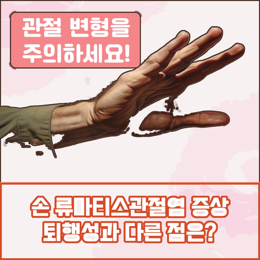 손 류마티스관절염 증상이 퇴행성 관절염과 다른 점에 대한 설명 이미지
