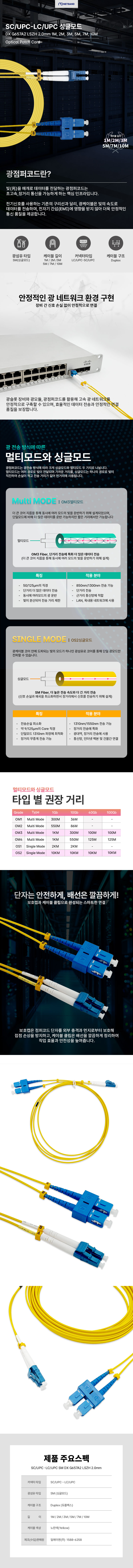 LC-SC 싱글모드 광패치코드