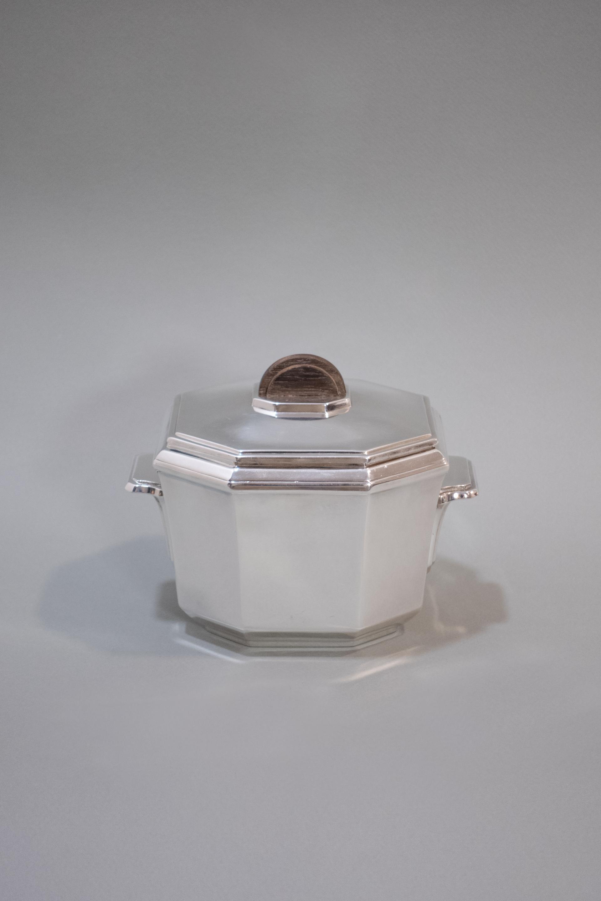 Octagonal Silver-Plated Sugar Pot