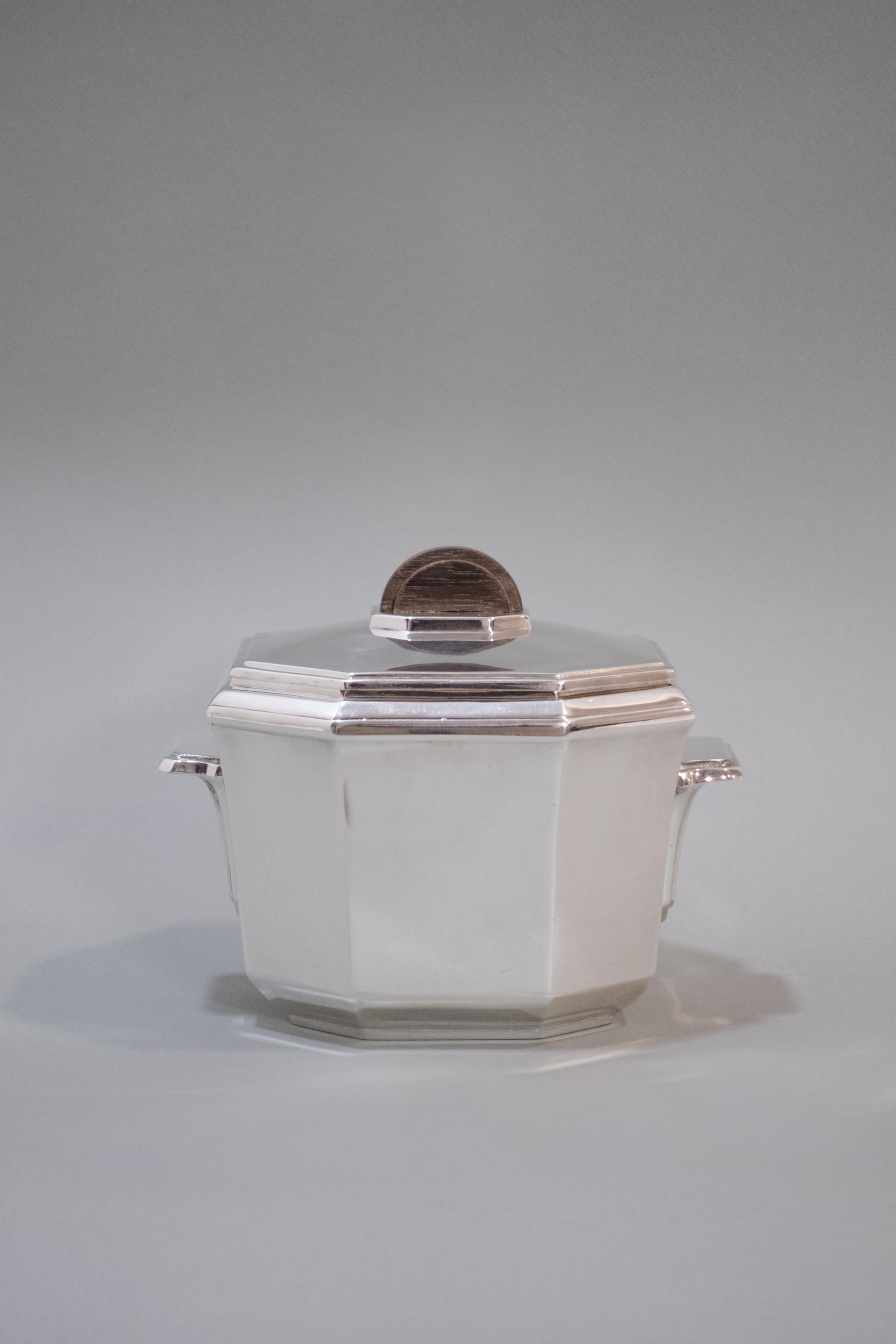 Octagonal Silver-Plated Sugar Pot