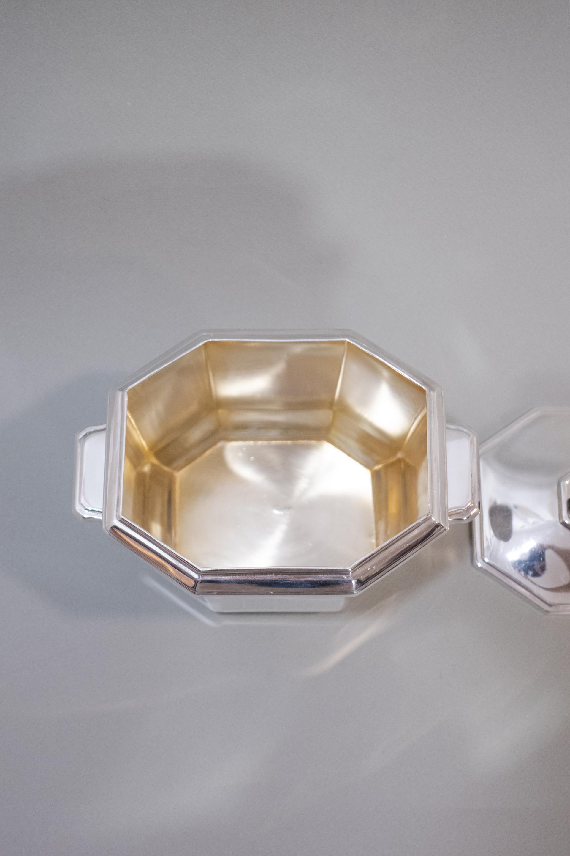 Octagonal Silver-Plated Sugar Pot