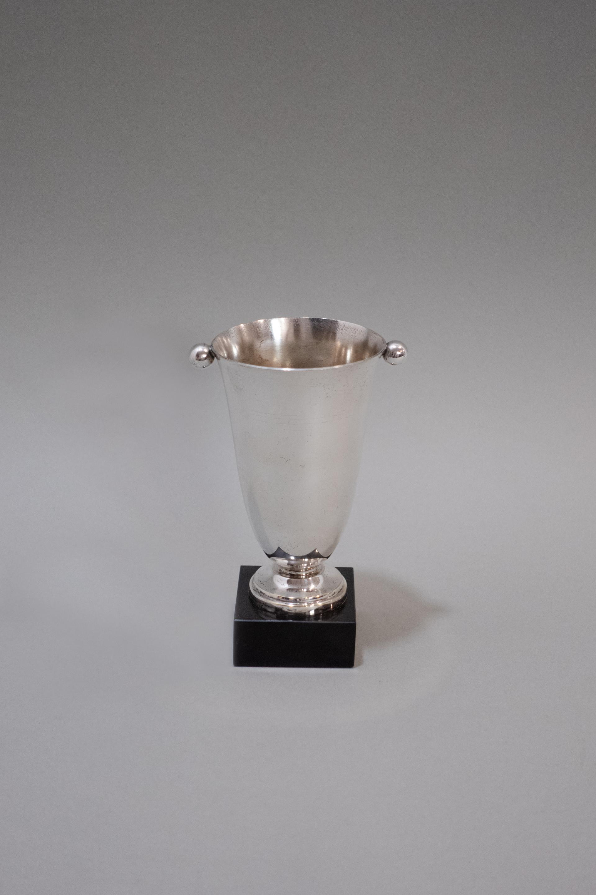 Art Deco Silver Plated Ball Handle Trophy Cup