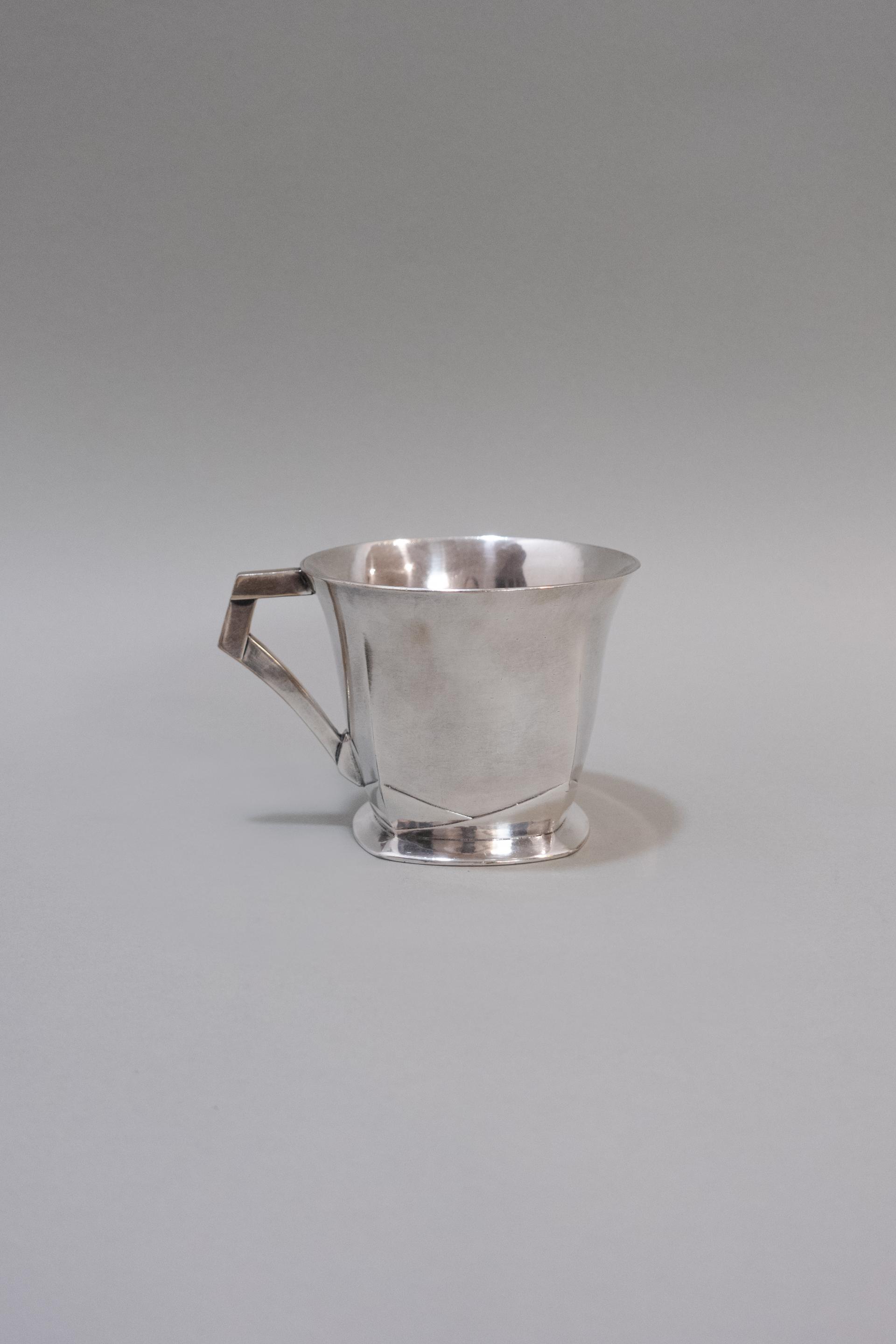 Art Deco Silver Plated Cup & Saucer by Süe & Mare for Gallia Christofle