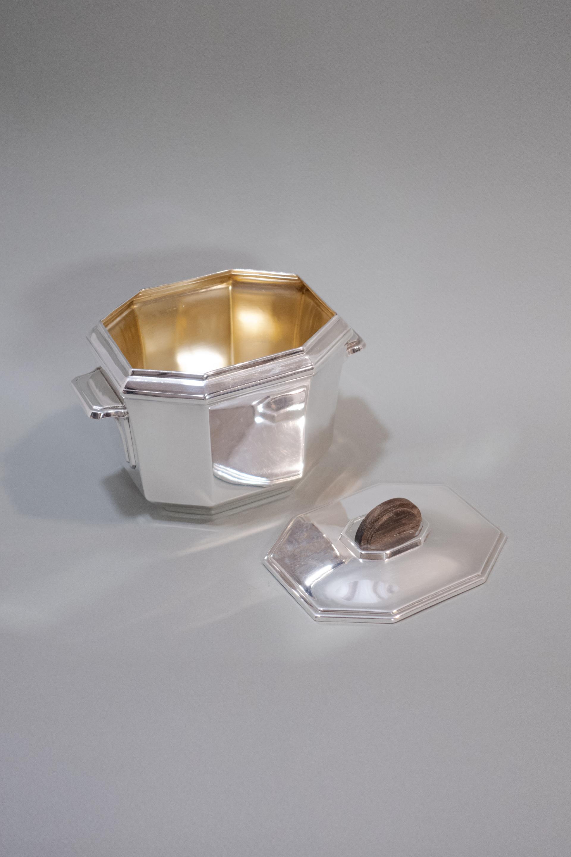 Octagonal Silver-Plated Sugar Pot