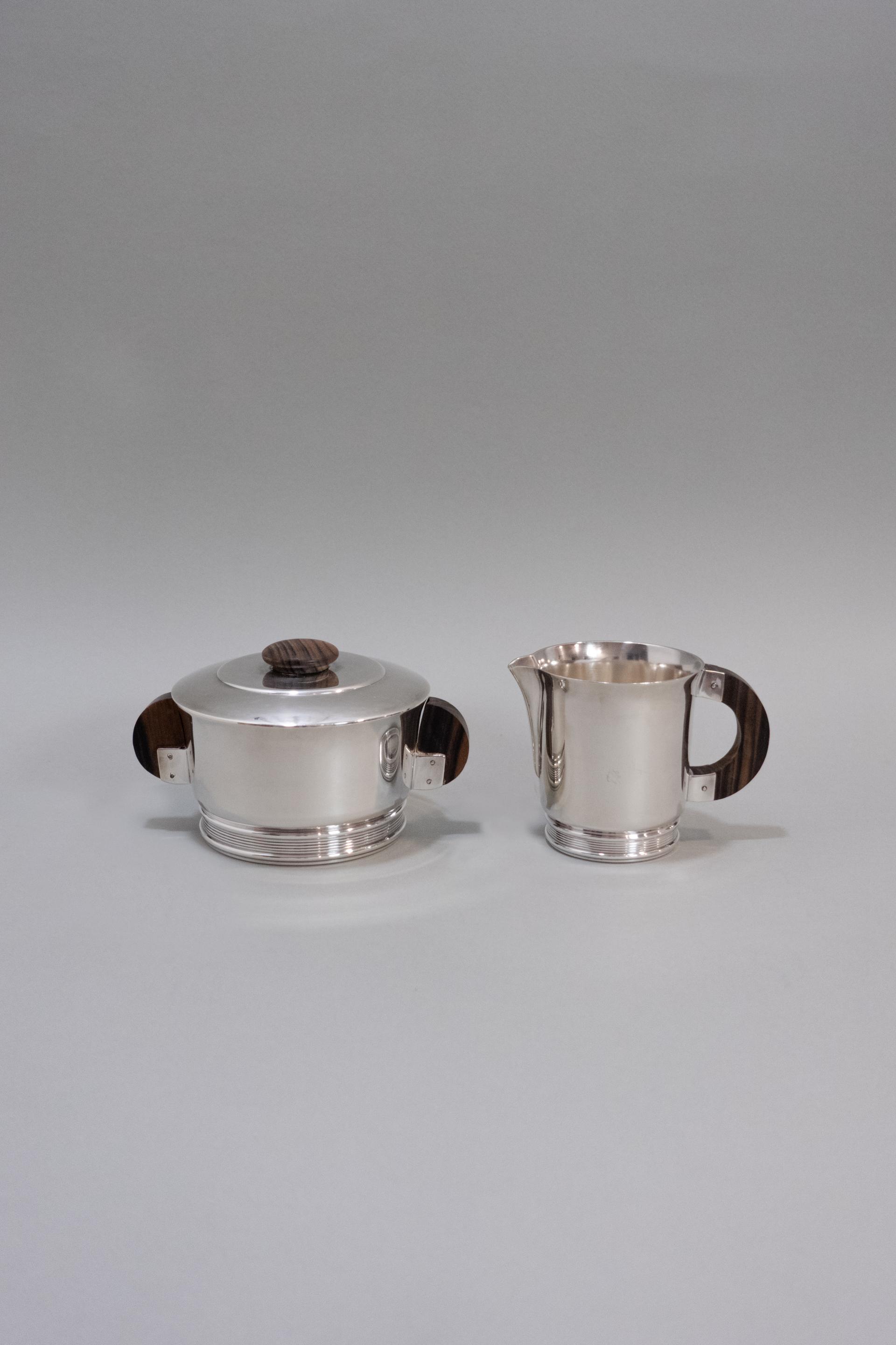 Ercuis Art Deco Silver Plated Sugar Pot & Creamer
