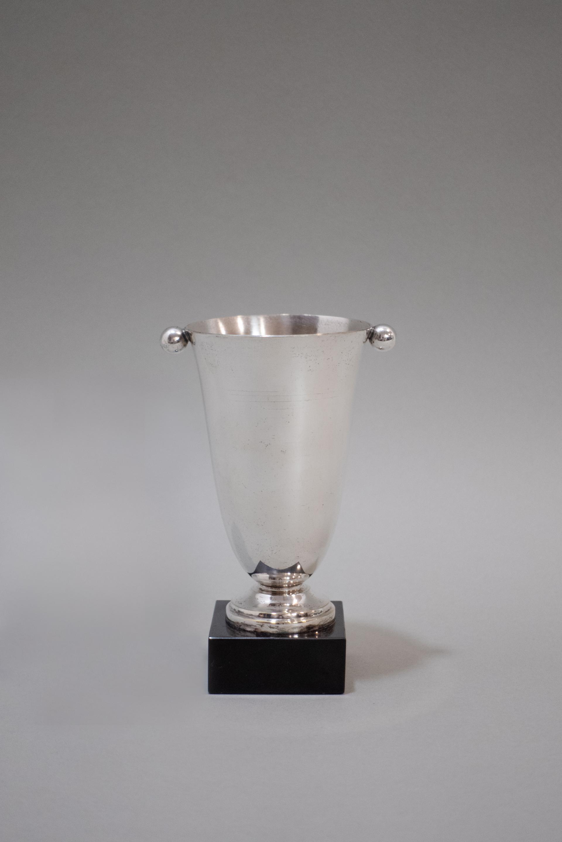 Art Deco Silver Plated Ball Handle Trophy Cup