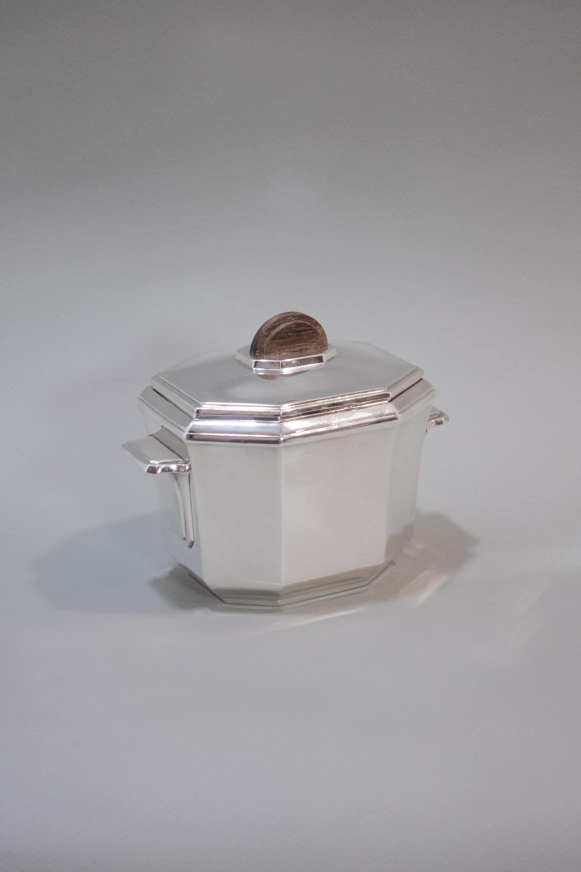 Octagonal Silver-Plated Sugar Pot