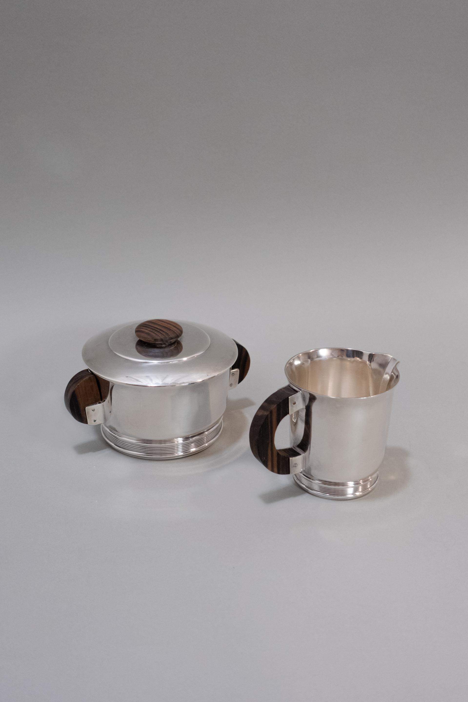 Ercuis Art Deco Silver Plated Sugar Pot & Creamer