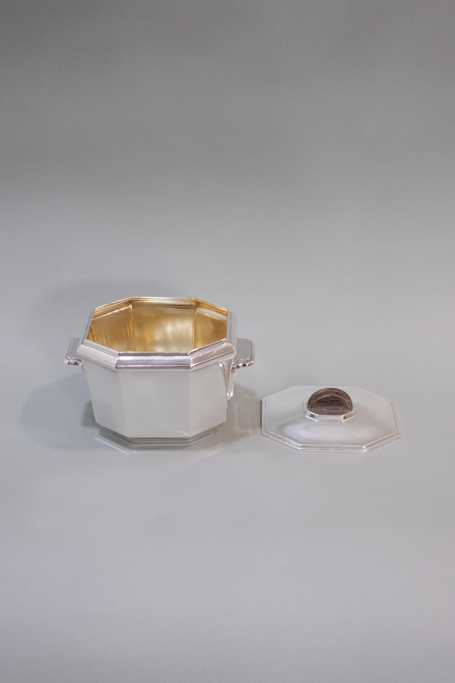 Octagonal Silver-Plated Sugar Pot