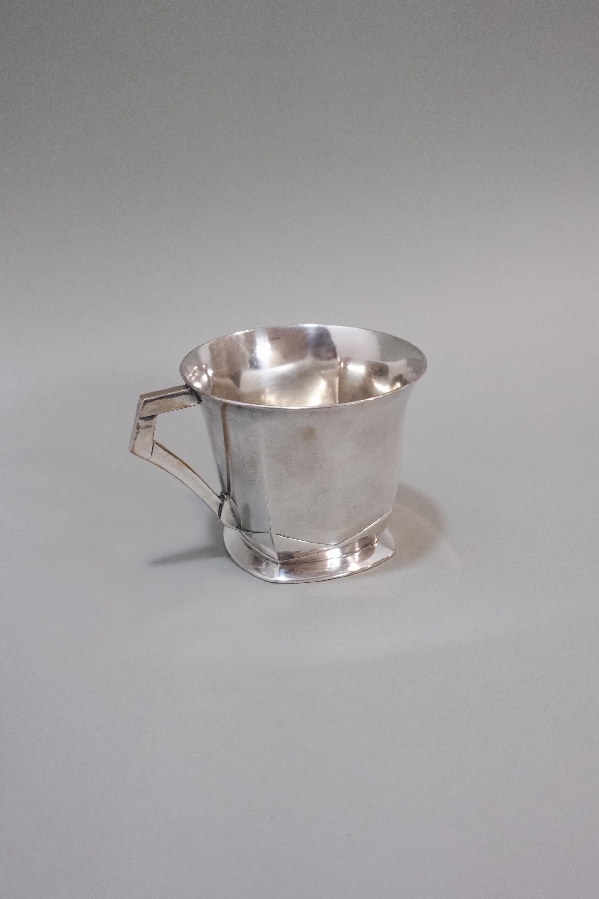 Art Deco Silver Plated Cup & Saucer by Süe & Mare for Gallia Christofle