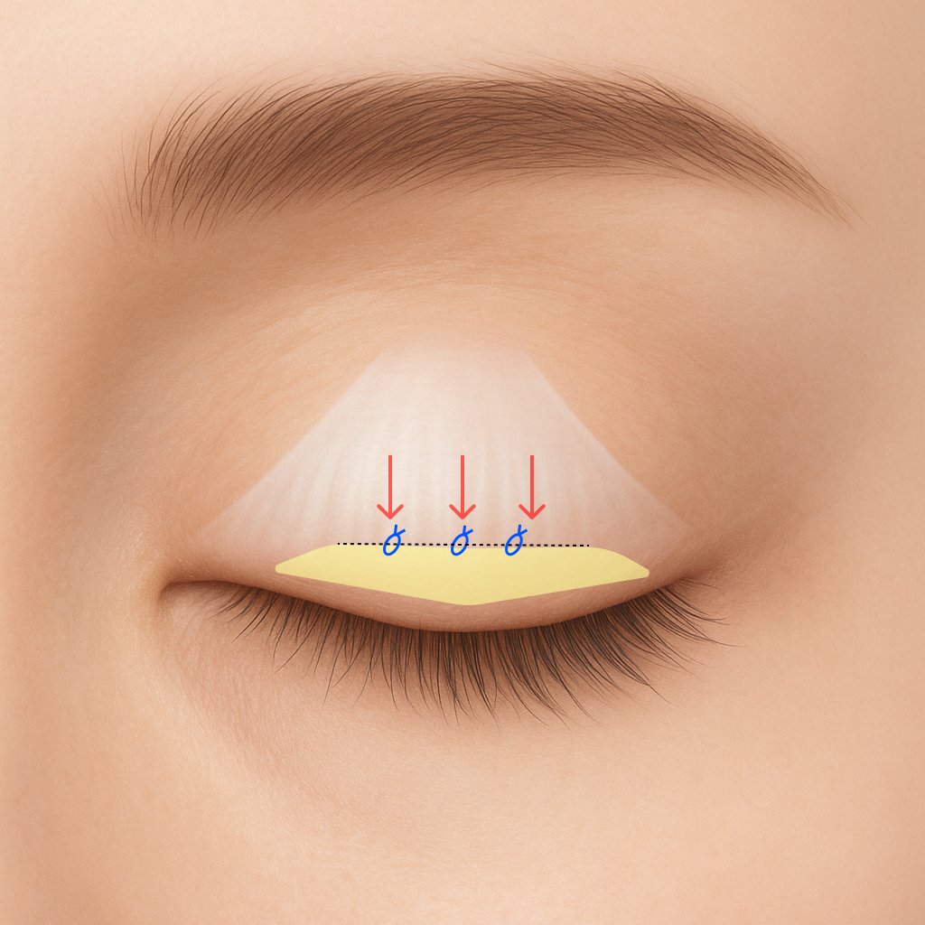 Incisional ptosis correction illustration