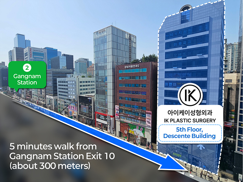 Walking route from Gangnam Station to IK Plastic Surgery Clinic