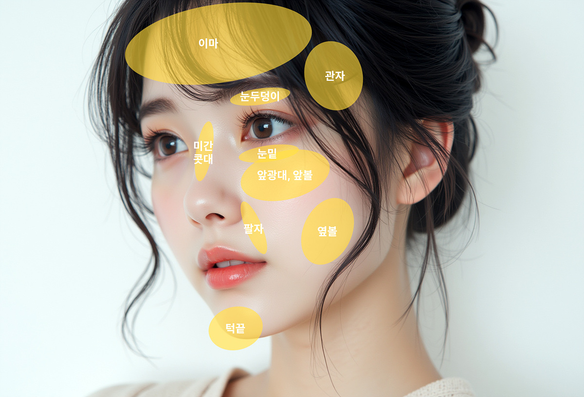 얼굴 지방이식 가능 부위 표시 이미지