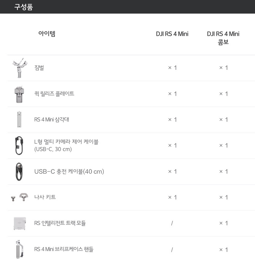 DJI RS 4 Mini 콤보 패키지 인텔리전트 트랙 모듈 포함