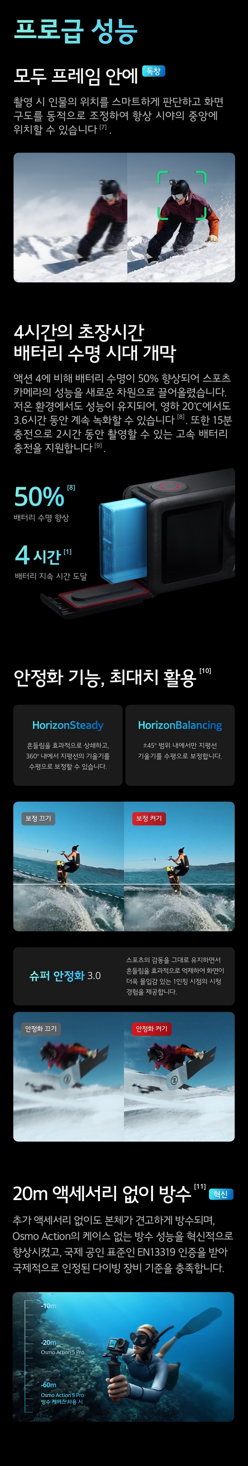 DJI 액션5프로의 강력한 프로 성능 설명