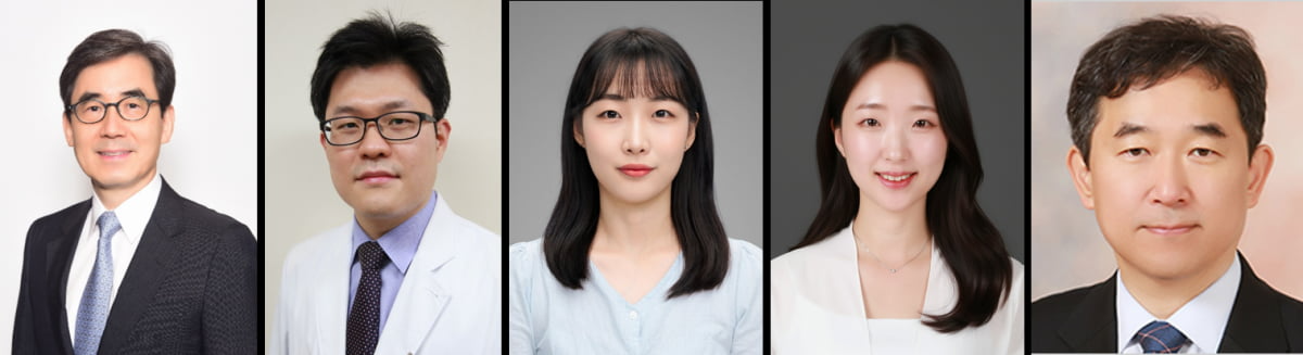 (왼쪽부터) 김효수, 한정규 서울대학교병원 교수, 이해나, 신다솜 서울대학교 연구원, 김종일 서울대학교 교수. /사진=한국보건산업진흥원 제공
