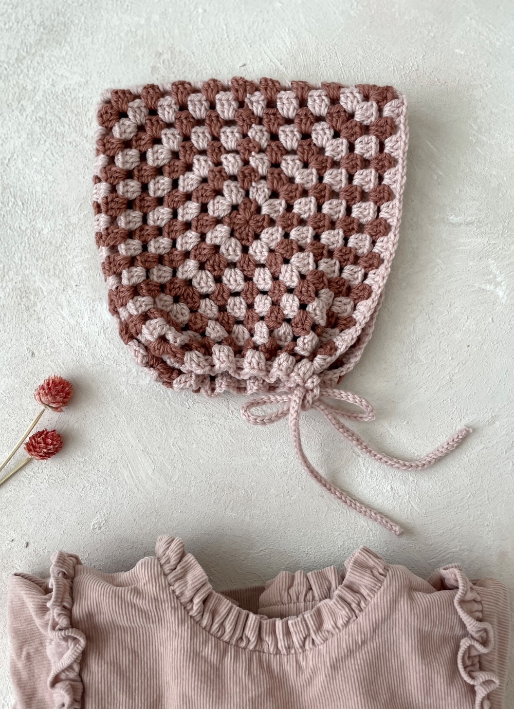 Big granny square bonnet