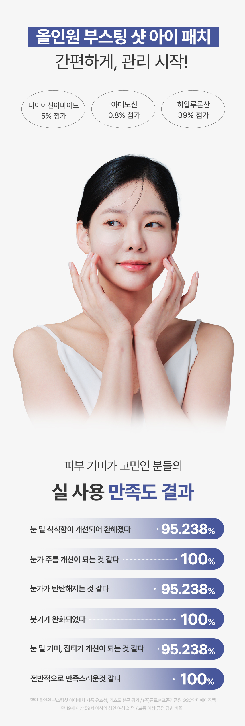 올인원 부스팅샷 아이패치 주름, 미백 이중기능성 마이크로다트 눈밑 처짐 고민 해결