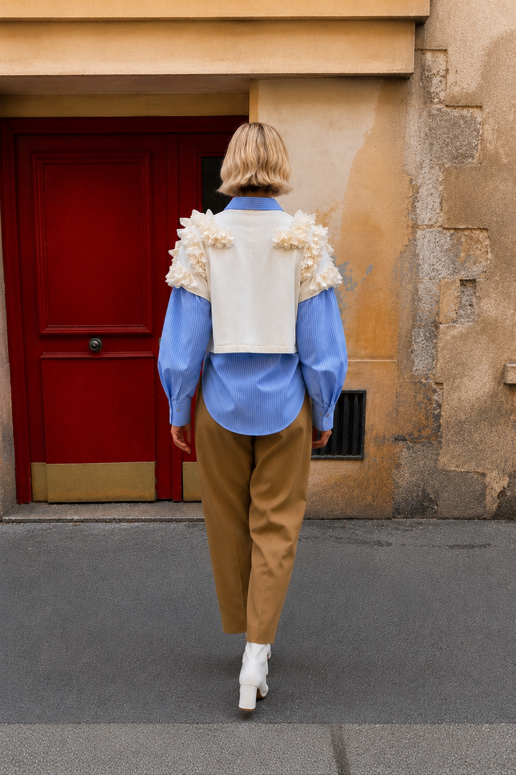 Sculptural Ruffle Jersey Top