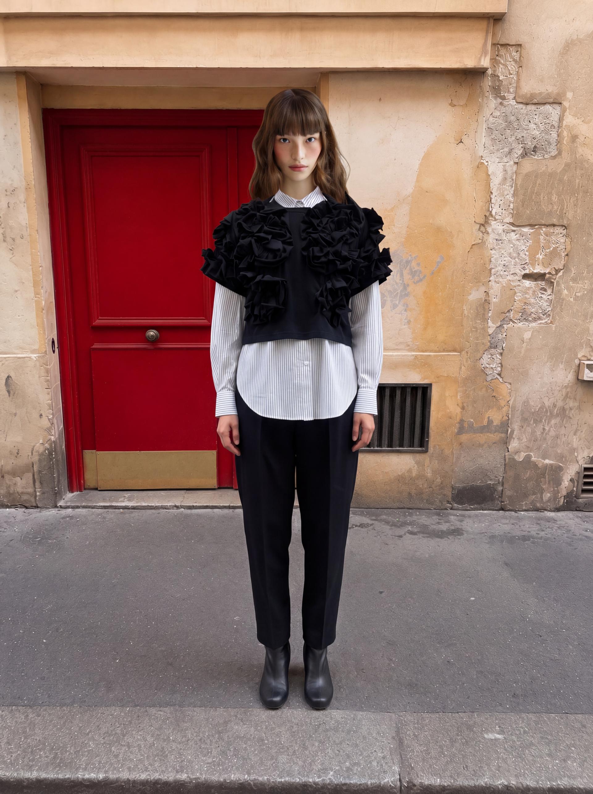 Sculptural Ruffle Jersey Top