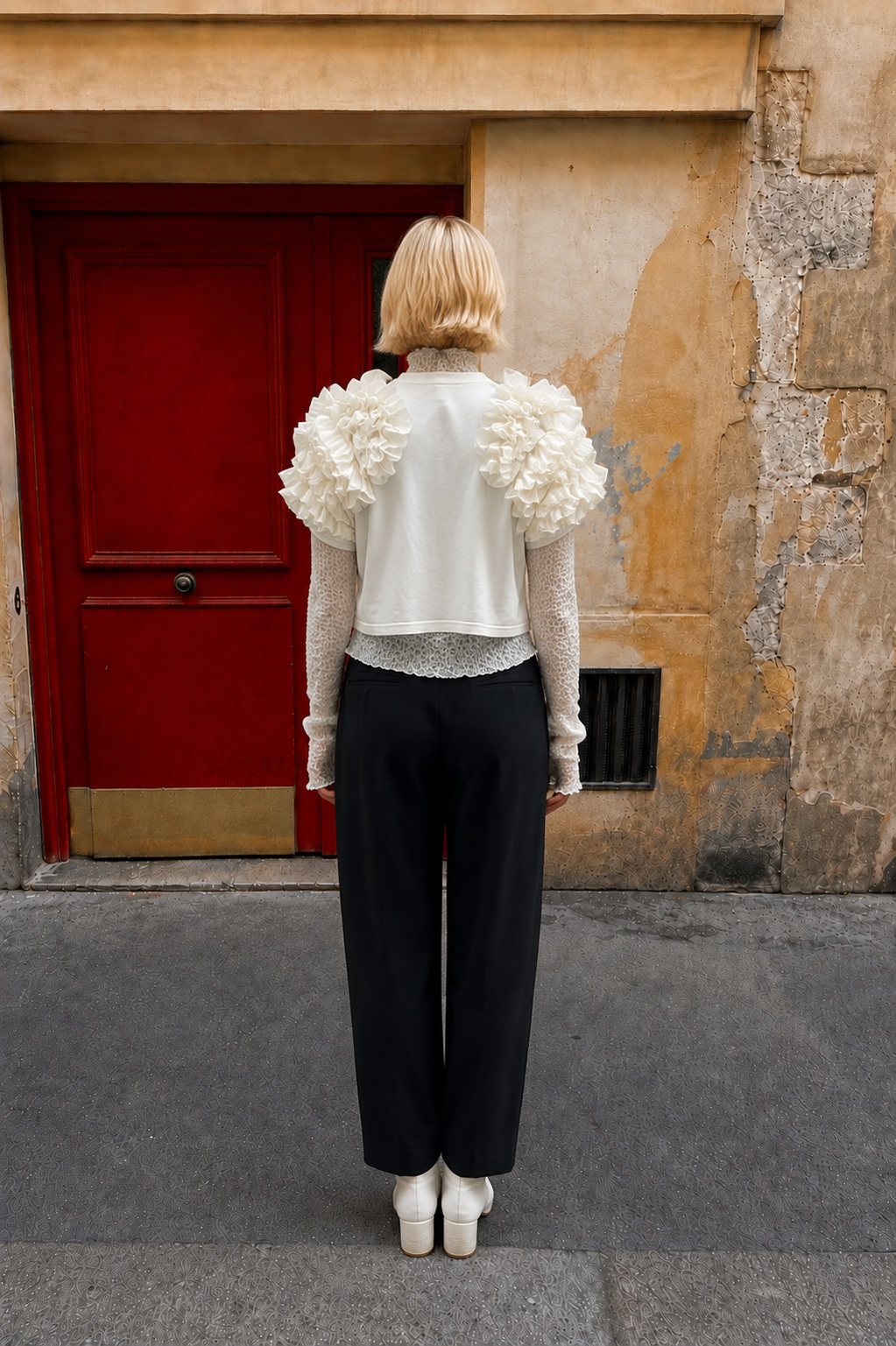 Sculptural Ruffle Jersey Top
