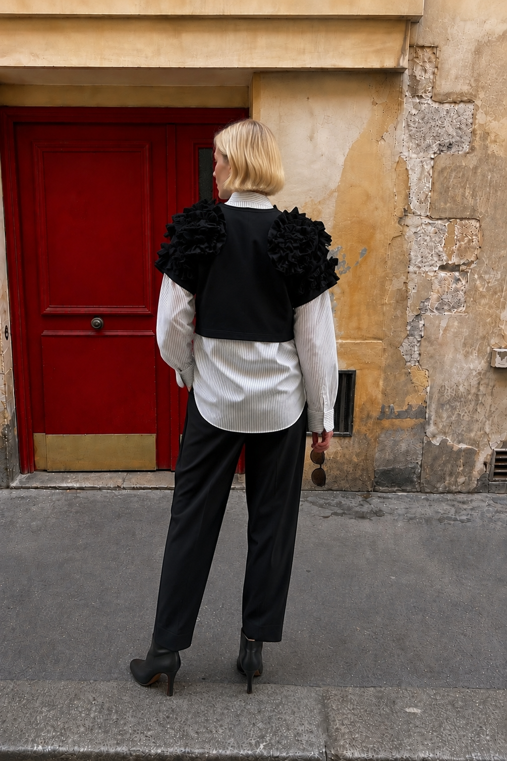 Sculptural Ruffle Jersey Top