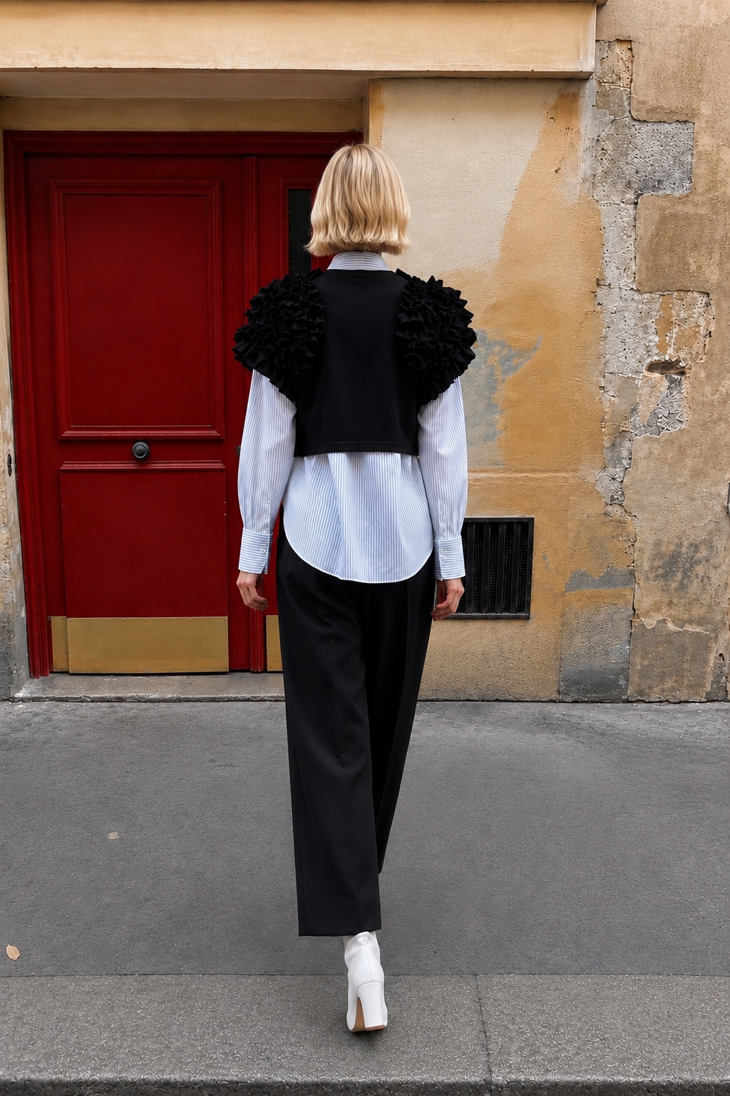 Sculptural Ruffle Jersey Top