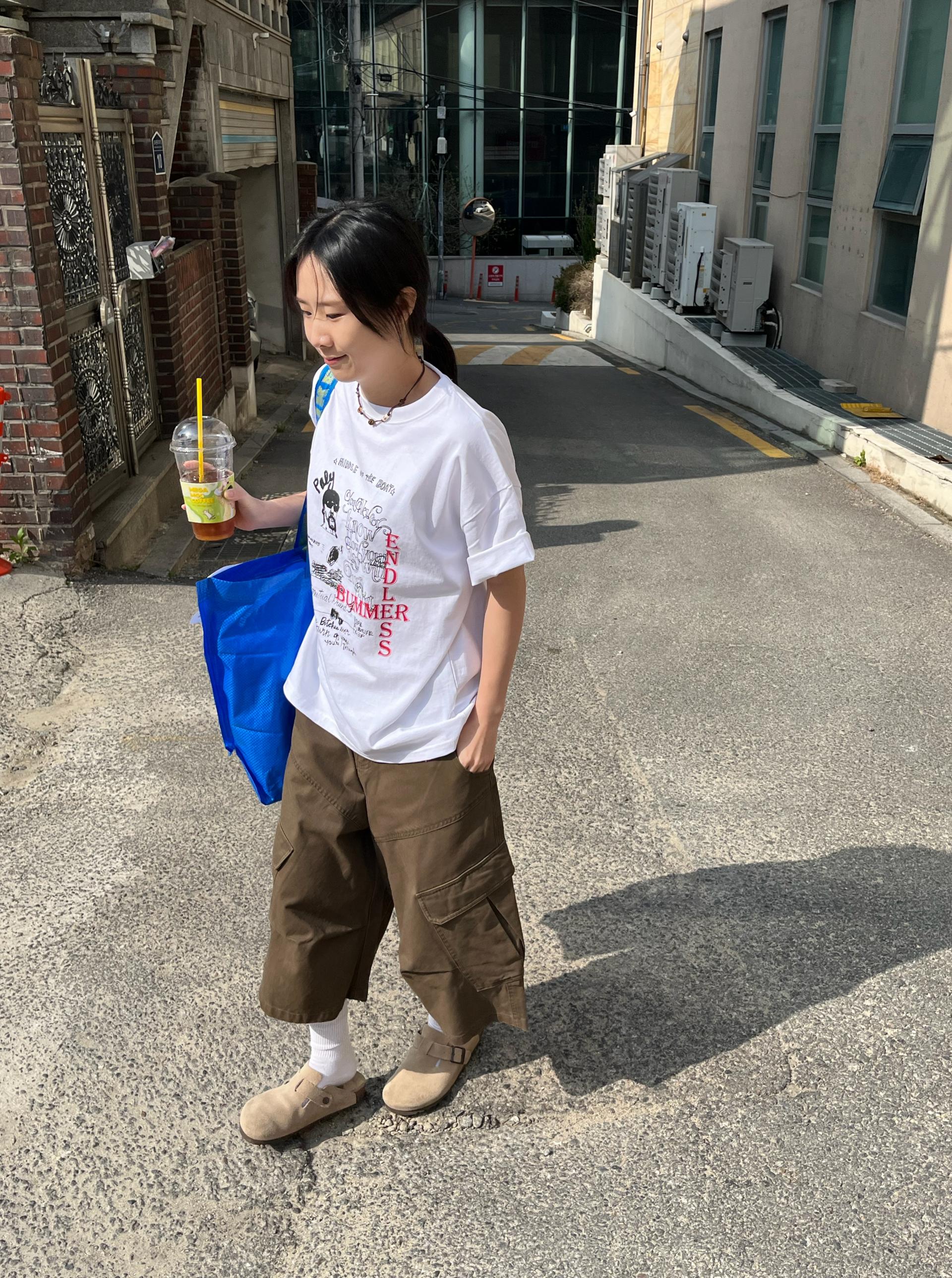(UNISEX) Line Cargo Bermuda Pants