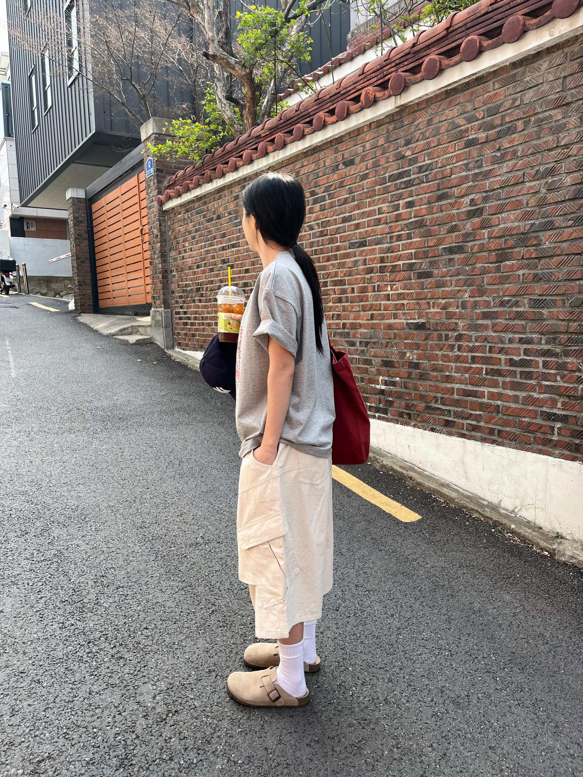 (UNISEX) Line Cargo Bermuda Pants