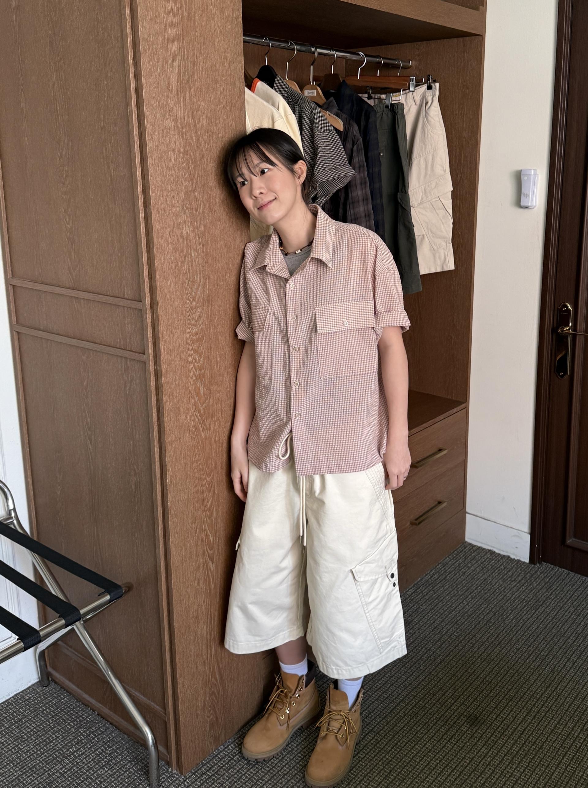 (UNISEX) Plate Snap Bermuda Pants