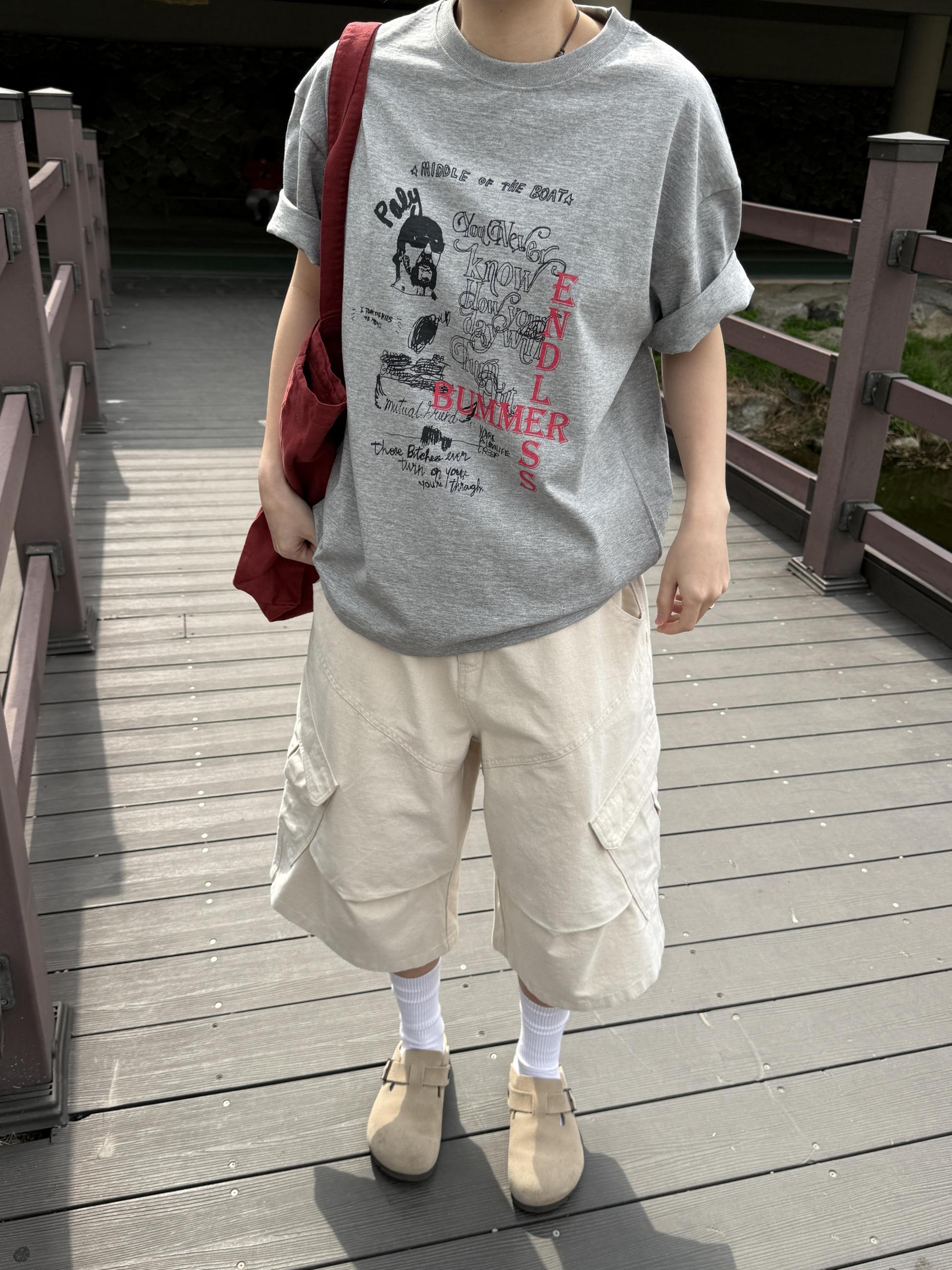 (UNISEX) Line Cargo Bermuda Pants