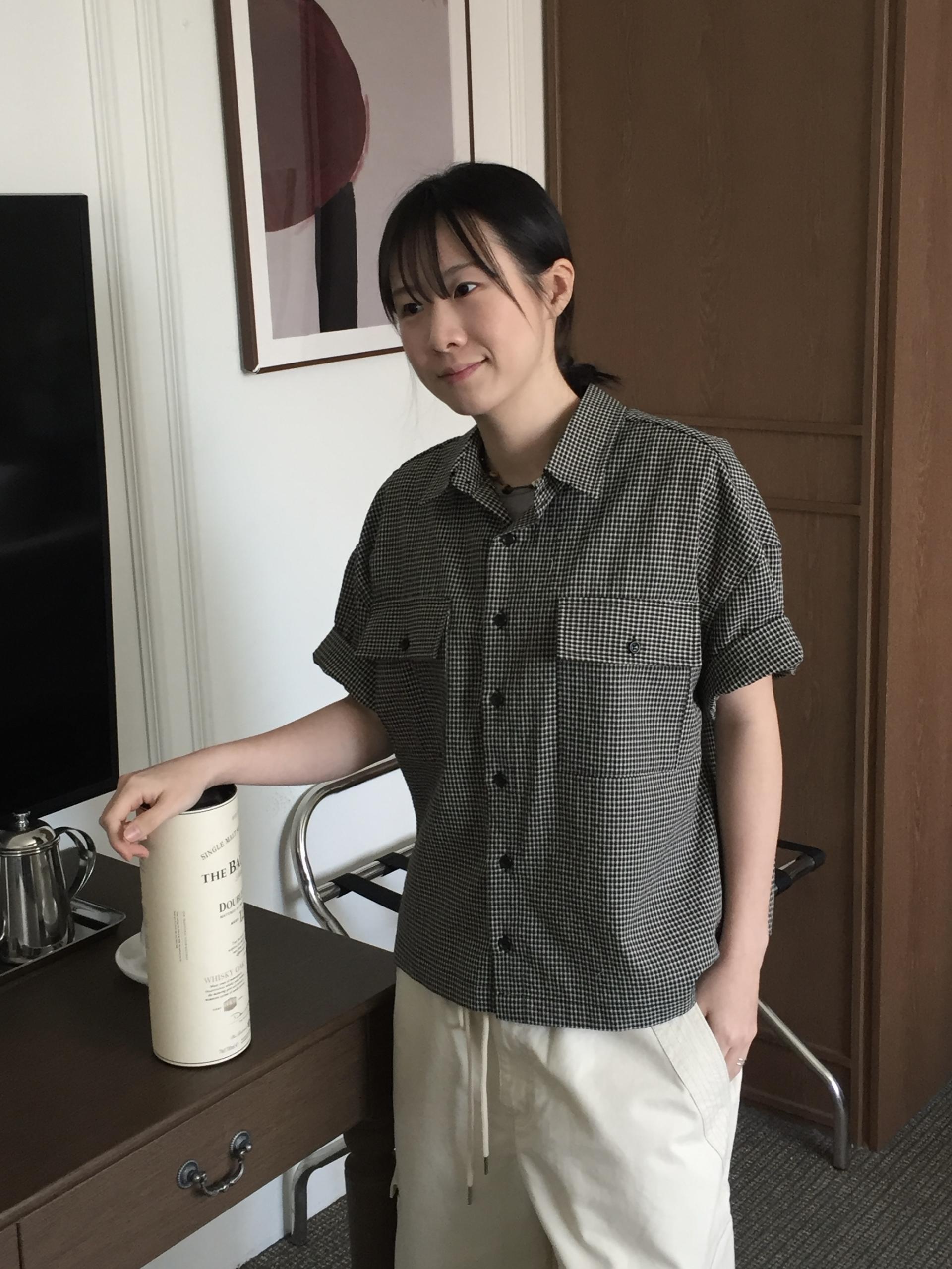 (UNISEX) Double Crop Check Shirt